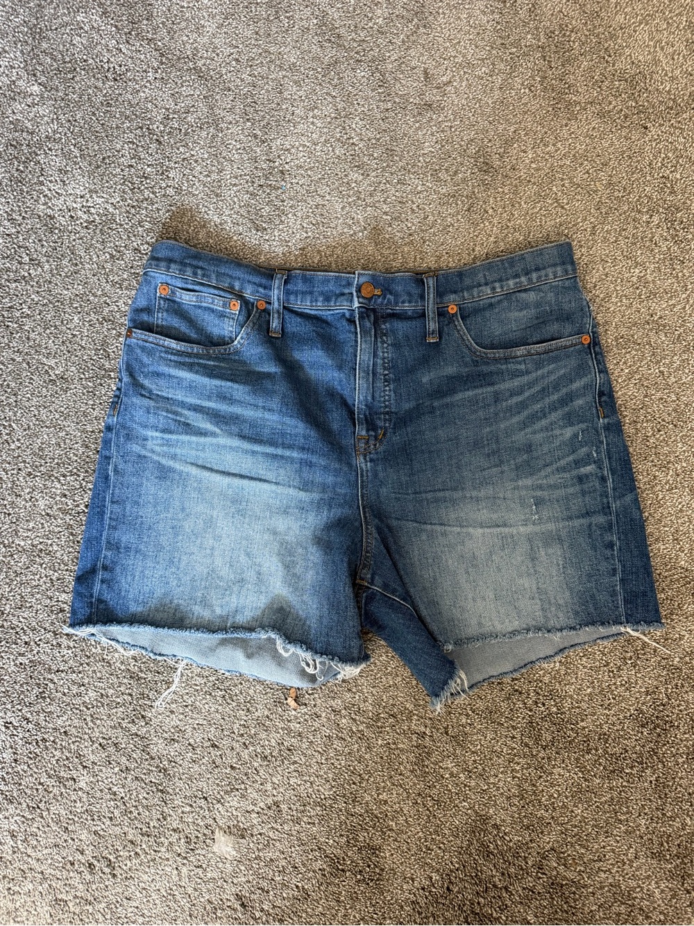 Madewell Medium Blue Distressed Denim Cutoff Shorts